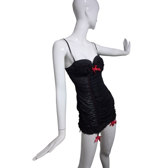 Y2K Victoria's Secret Babydoll Womens size 36B‎ Ruched Lace Garter Belt Lingerie - Picture 4 of 13